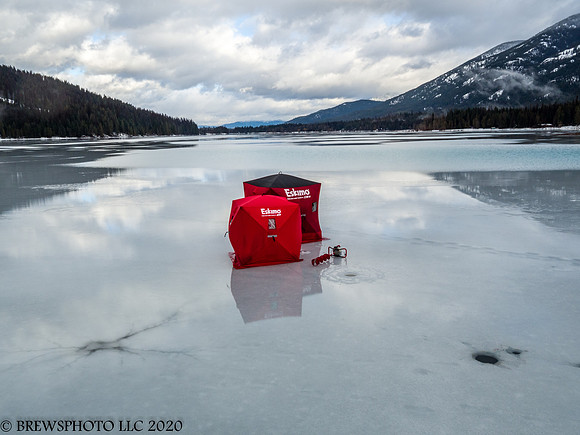 Ice fishing in style, Bull Lake, Montana