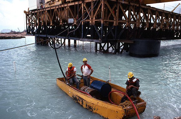 Bob helping fuel his drill barge
